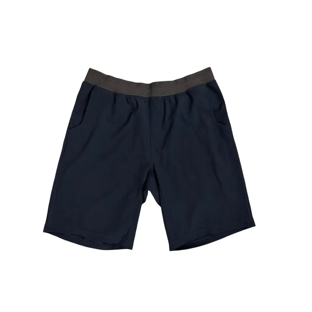 prAna Super Mojo Blue Athletic Shorts Gray Pull On Waistband Size Large